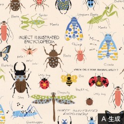 生地 ツイル 昆虫 虫 入園 入学 男の子 綿 100％ 柄 布 / 昆虫図鑑 KTS6336 / 50cm単位