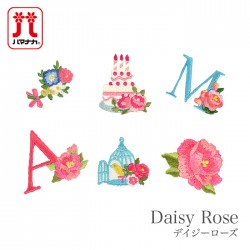 ワッペン アイロン 花 薔薇 バラ イニシャル 刺繍 / Hamanaka(ハマナカ) Daisy Rose デイジーローズ
