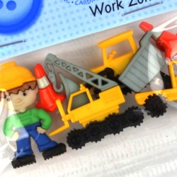 はたらく車とパイロン・はたらく人ボタン　Work Zone　アメリカ生まれのユニークな釦　【ＪＪシリーズ】【入園入学グッズ】【ボタン】【女の子】【男の子】#8305