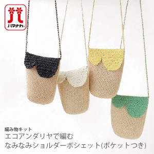 編み物 キット 毛糸 / Hamanaka(ハマナカ) エコアンダリヤで編むなみなみショルダーポシェットキット